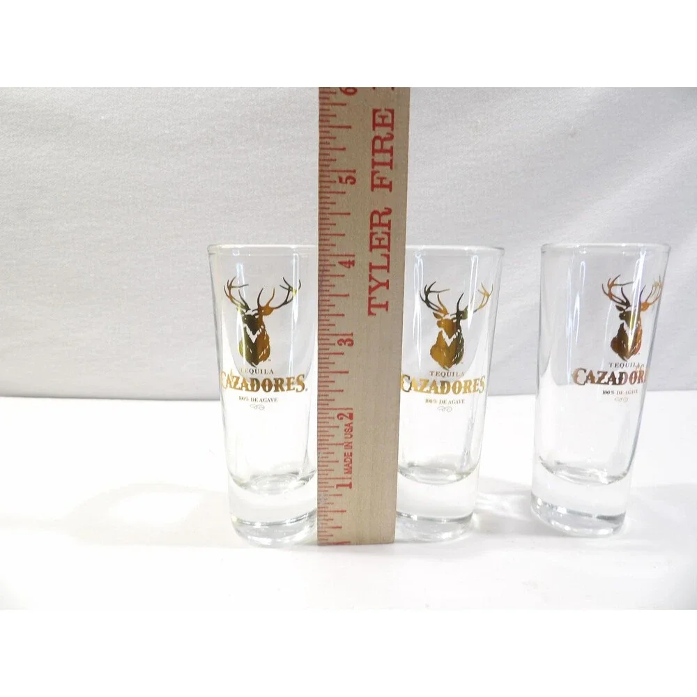 Cazadores Tequila de Agave Tall Shooter Shot Glasses, Set of 3